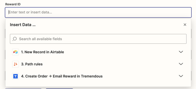 Zapier update fields
