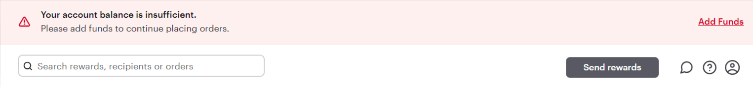 Une image montrant une erreur de fonds insuffisants.