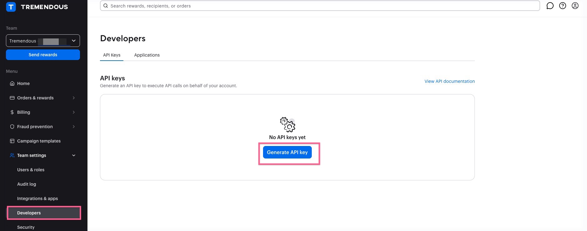 Tremendous API Key .jpg
